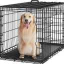 Yaheetech 42 inch Double Door Dog Crate w/Divider for Puppy to Adult XL Collapsible Metal Crate with Removable Tray Wire Dog Kennel for Large Dogs Portable Travel Cage, Black