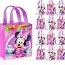 Minnie Mouse Party Favor Bag Set 12 Pack of 8" Minnie Mouse Party Goodie Bags for Kids Bulk Reusable Mini Totes | Disney Birthday Party Supplies