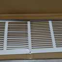 24 x 8 Inch (Duct Opening) Return Air Vent Cover, Louvered Steel HVAC Grille for Wall and Ceiling, White Powder-Coated Rust-Resistant Finish, Decorative Design, Easy to Install