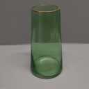 Green Glass Flower Vase with Gold Mouth for Centerpieces Home Wedding Decoration (1, Small)