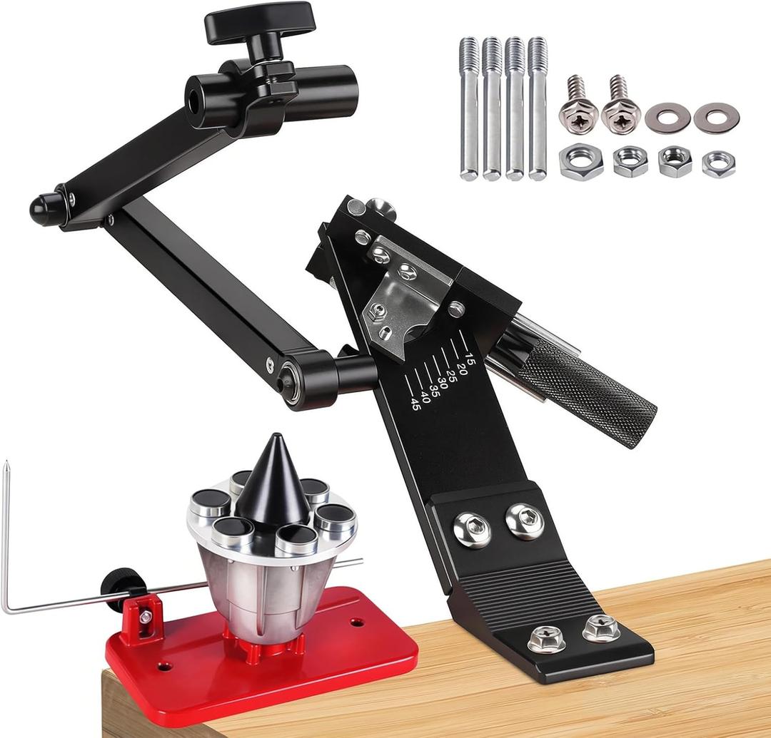 New Upgrade Large Size Lawn Mower Blade Sharpener & Balancer, 15-45 Adjustable Frame with Ball Bearing Manufacture Handle and High Precision Magnetic Blade Balancer for Many Types of Blade
