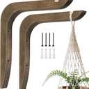 Wooden Plants Hanger, Plant Hangers Indoor Wall Mount, 8.58-Inch Hanging Plant Hooks for Wall, Basket Hooks for Lanterns, Flower Bracket, Wind Chimes, Lamp, Bird Feeders, Patio Decor(Brown 2PCS)