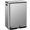 Basurero de cocina con tapa, 2 botes de basura de 8 galones, con pedal de cierre suave y cubo interior extrable, cubo de basura grande de acero inoxidable de 60 litros para bao, dormitorio