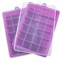 Ice Cube Tray, Silicone Square Ice Trays Easy Release Stackable Ice Cube Mold with Removable Lid, 24 Cavity (2 Pack, Purple and Blue)