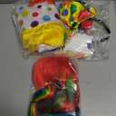 6 Pcs Clown Costume Set Women Circus Dress Rainbow Clown Wig Headband Nose Shorts Gloves for Halloween Cosplay (M)