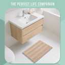 Yimobra Bathroom Rug Mat, Non Slip and Super Absorbent Bath Mat, Machine Washable Quick Dry, Ultra Plush Chenille Shower Rugs for Bathroom Floor Sink Tub and Shower Outside, Beige, 24 x 17