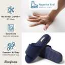 Dearfoams Men's Adjustable Indoor/Outdoor Memory Foam Machine Washable Summer Slide Slipper (7-8, Navy)