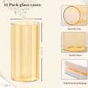 TBWIND 12pcs Glass Gold Amber Cylinder Vases for Centerpieces, 6 Inch Champagne Flower Vases for Wedding Decorations, Indoor Home Decor, Hurricane Candle Holder for Table Shelf, Party