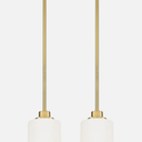 2pc Beionxii Brushed Gold Milk Glass Pendant Light 