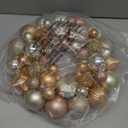 Christmas Ball Wreath 13" Xmas Wreaths Champagne Ornaments Glitter Thicken Shatterproof Garland Decoration for Door Wall Mantel Holiday Party Decor