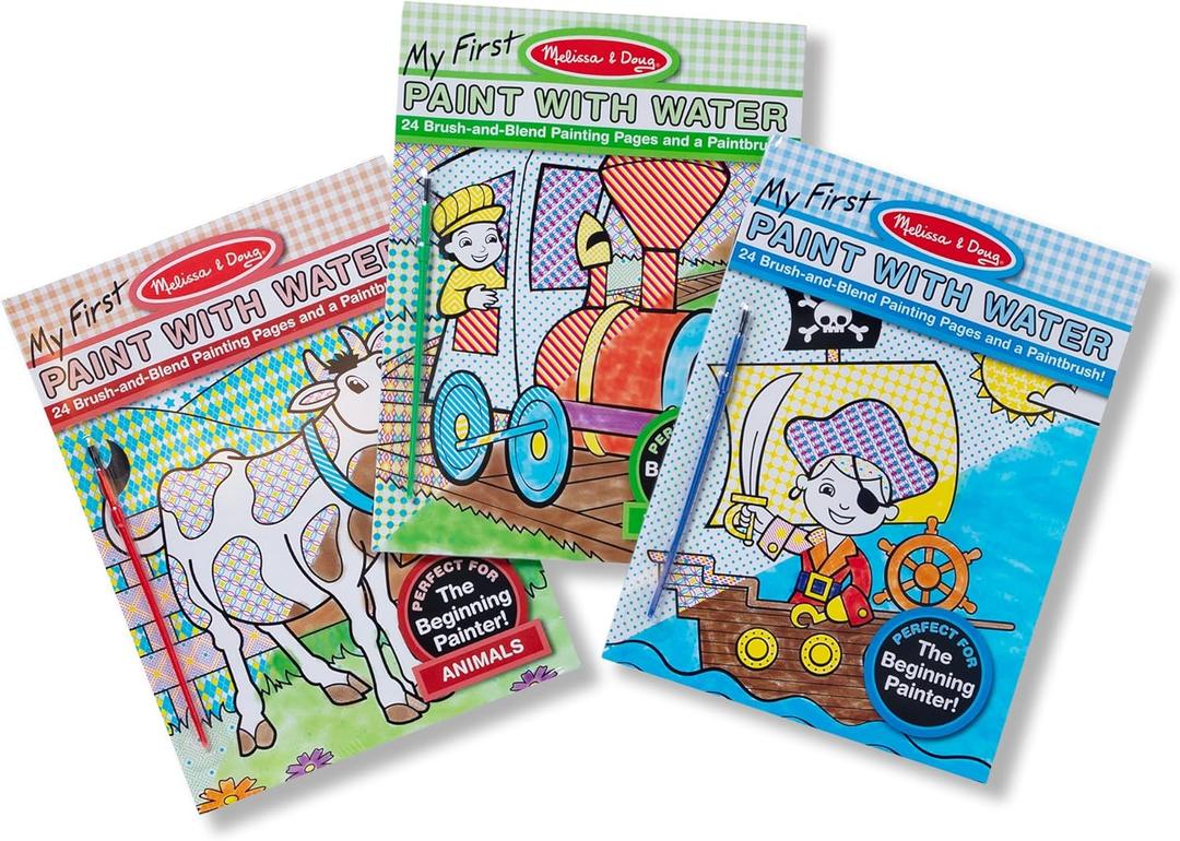 Melissa & Doug My First Paint with Water Activity Books Set - Animals, Vehicles, and Pirates - FSC Certified