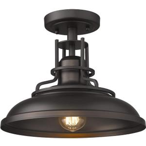 FEMILA 1-Light Semi Flush Mount Light Fixture, 12 inch Farmhouse Ceiling Light Fixture for Hallway, Porch, Laundry, Foyer, Oil Rubbed Bronze Finish, 4FY15-F ORB