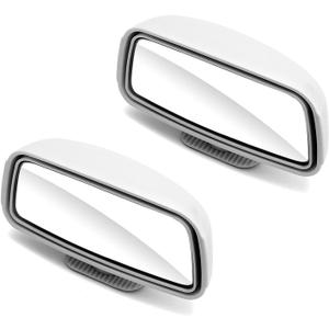 Blind Spot Mirror for Cars - Auto Adjustable Wide Angle Convex Rear View Mirror - Stick On Design (White-2 Pack)