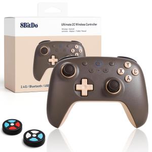 8Bitdo Ultimate 2C Wireless Controller for Windows PC and Android, with 1000 Hz Polling Rate, Hall Effect Joysticks and Triggers, and Remappable L4/R4 Bumpers(Special Edition) (Brownie)