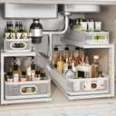 2 Pack 21IN-Depth Under Sink Organizer With Next-Gen Ball-Bearing Slides,2-Tier Precision Mesh Pull Out Cabinet Storage for Bathroom&Kitchen,Height Adjustable Drawers Shelf,Anti-rust-White