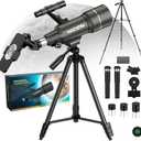 Telescope for Adults, 70mm Aperture 300mm Portable Refractor Telescope with 3 Eyepieces & Phone Adapter, Wireless Remote & Moon Filter, Ideal Gift for Birthday, Valentine's Day
