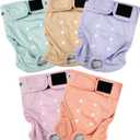 Tuiskusa Reusable Washable Dog Diapers Female, Highly Absorbent Doggie Diapers, Size Adjustable Puppy Diapers for Dog Period Panties(Solid Color 5 Pack, X-Large)