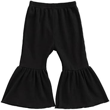 Toddler Bell Bottoms Baby Girls Ruffle Leggings Bell-Bottomed Flare Pants Trousers 90 Black