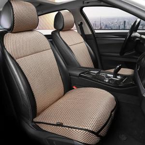 Auto Newer Luxury Breathable Car Seat Cover Fit Four Seasons, Universal Front of Car Seat Cushions, Bottom Seat Covers of Full Wrapped Edge,Universal Fit for 95% Cars,SUV,Pickup(Beige2PCS)
