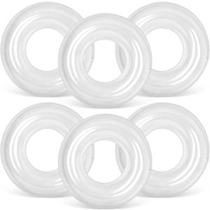JellyArch 6 Pcs Inflatable Pool Floats 24 Inches Swim Tube Bulk Swimming Ring Pool Floaties for Beach Party Decorations Women and Men River Lake Summer Vacation Holiday (Clear)
