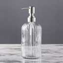 Easy-Tang Glass Hand Soap Dispenser Silver Pump Refillable Dish Shampoo Lotion Bottle with Brushed Bathroom Kitchen Decor 18 OZ