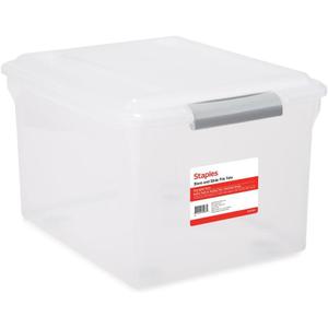 Staples Store & Slide Plastic File Box, Latching, Letter/Legal, 4/Ctn