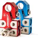 Kaas Lead Acid Battery Terminal Clamps, Positive and Negative Set, for SAE/DIN/EN Tapered Top Post, 4-Way Connectors, Compatible with 8AWG to 4/0 AWG, Includes OEM Top Post Adapter