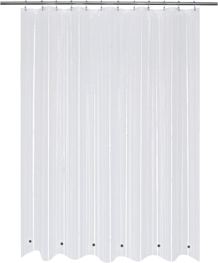 Mrs Awesome Shower Curtain Liner with 6 Magnets Clear Thick PEVA, Premium Waterproof Plastic Shower Curtain Standard Size 72 x 72 inch, Clear (1b. Clear-heavy)