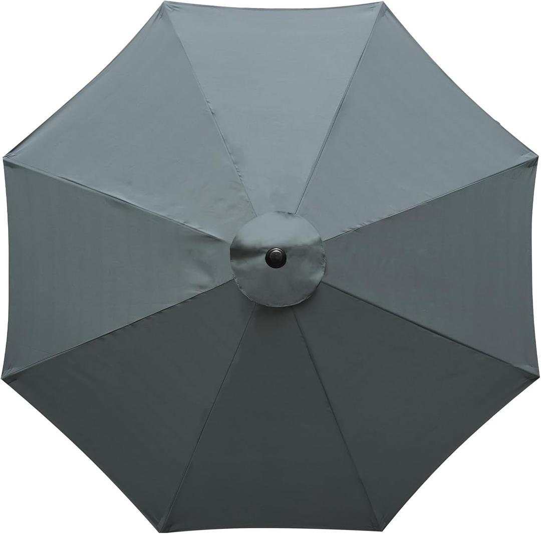 10Feet Patio Umbrella Replacement Canopy, For 8 Ribs,Market and Table Umbrella Top,Universal Strong and Thick Umbrella Canopy,UV Protection,Canopy Only. (Gray)