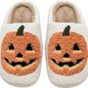 Halloween Pumpkin Slippers for Womens Mens Plush Warm Spooky Lantern Pumpkin Slippers House Shoes (7.5-8.5 Women/6.5-7.5 Men)