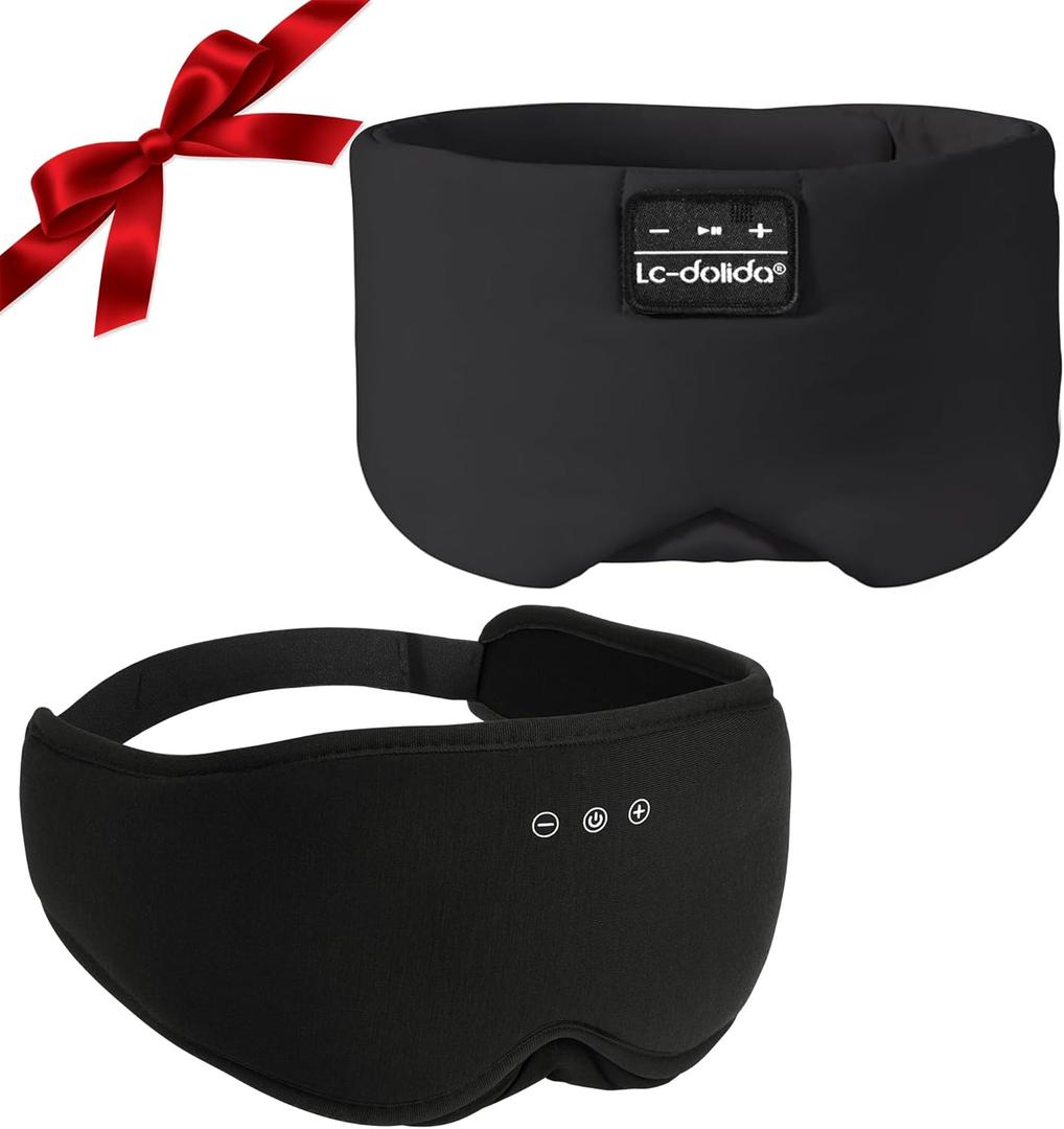 LC-dolida Bamboo Cotton Bluetooth Sleep Mask, 2 in 1 3D Soft Sleep Mask with Sleep Headphones