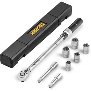 AEROFORCE 8Pcs 1/2-inch Drive Torque Wrench Set23-159 Lb.ft/31.3-216.2 Nm, 72-Tooth Professional Precision Torque wrench with CR-V Sockets 17-24 mm & Extension bar