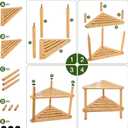 Yoshiky Shower Foot Rest 15in, Shower Stool for Shaving Legs, Waterproof Wood Corner Shower Stool with Storage Shelf for Inside Small Shower Spaces, Bamboo