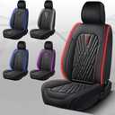 Car Seat Covers Front Seats with Led Light, 2PCS Super Luxurious Heavy Universal Duty Waterproof Leather Black Automotive Vehicle Cover,for Cars SUV Pick-up Truck(Z RED)