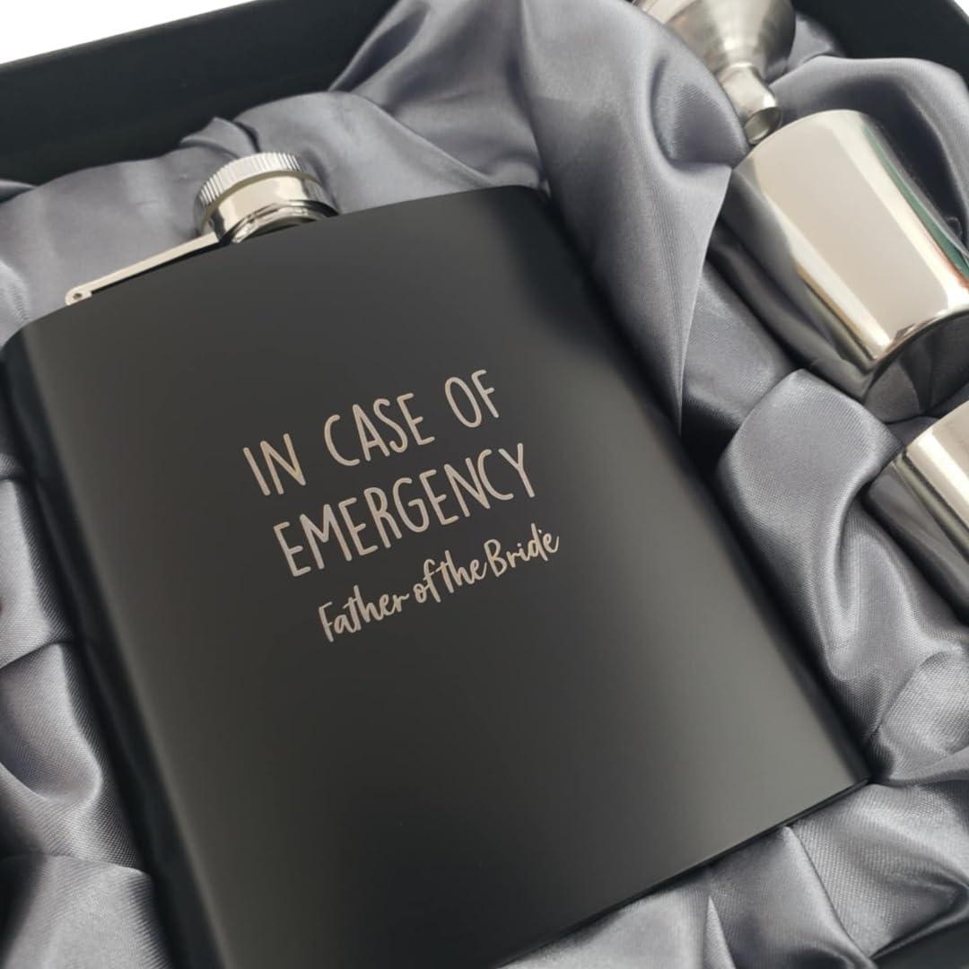 Funny Dad Wedding Gift from Bride, Wedding Gift for Dad, Gifts for Father of the Bride, Father from Daughter Flask, In Case of Emergency Flask