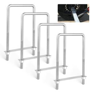 Anina 4PCS Square U Bolts with Frame Plates and Nuts Stainless Steel U Clamp Bolts for Wood, Sailboat Trailers, Tube, Industrial Supplies 3/8'' x 4'' x 7'' Thread