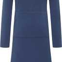 WenVen Womens Long Hoodie Dress Thicken Fleece Lined Pullover Sweatshirt (XX-Large, Navy)