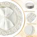 50 Pcs Antique White Charger Plates Bulk Plastic 13", Classic