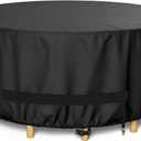 LBTING Round Patio Furniture Cover, Outdoor Table Chair Set Covers 62Dia x 28H Inches, 420D Waterproof Windproof Dust-proof UV-Resistant Furniture Cover