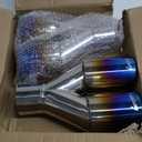 Upower Dual Exhaust Tips 2.25 inch inlet 3 inch outlet 9.2" Long Vacuum Plating Blue 304 Polished Stainless Steel Weld on Staggered Exhaust Tailpipe Tips 2.25" to 3"(Pack of 2)