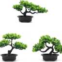 Artificial Bonsai Pine Tree Fake Desk Plants Commercial Reception Charm Adornment Home Decor Office Bookshelf Decor (Green)