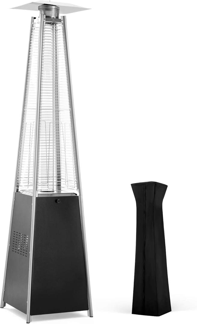 Pamapic Patio Heater, 42,000 BTU Pyramid Flame Outdoor Heater, Quartz Glass Tube Propane Patio Heater (Dark Gray)