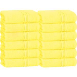 BOUTIQUO Ultra Soft Cotton Washcloths, Contains 12 Piece Face Cloths 12x12 inch, Ideal for Everyday use Face Towels, Compact & Lightweight Multi Purpose Washcloths - Lime Yellow