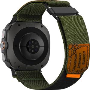 Nylon Elastic Bands Compatible with Samsung Galaxy Watch Ultra 47mm for Women Men, Adjustable Sport Comfort Loop Replacement Straps. (Green)