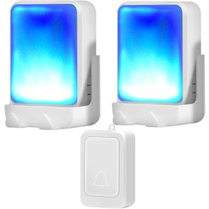 Loud Flash Doorbell with 7 Colors of Bright Light and 4 Volumes, Wireless Doorbells 600 feet,at Home/Office,Suitable for the Elderly, Hearing Impaired People,1 Transmitter with 2 Receivers