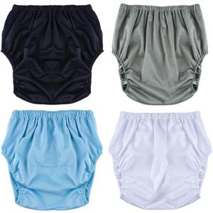 4 Pack Adult Diaper Cover, Washable Pull on Incontinence Pants Plastic Diapers Reusable Waterproof Underwear (X-Large)