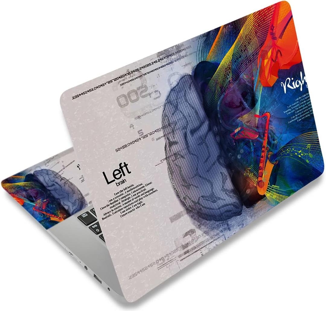icolor Laptop Skin Sticker Decal 12 13 13.3 14 15 15.4 15.6 inch Personalized Universal Notebook Vinyl Skin Stickers Cover Art Decal Computer Protector (Left-Right Brain)