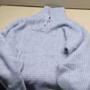 Womens Polo Long Batwing Sleeve V Neck Pullover Sweaters Solid Ribbed Collar Knit Sweater Oversized Chunky Jumper Tops Blue M