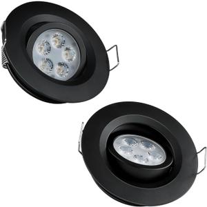 Acegoo Swivel RV Light Recessed Puck Light 12V LED Spotlight RV Interior Light, 36 Beam Angle Vertical 70 Adjustment,Full Aluminum Downlights,Diameter 2-3/4 Inch(Black/3000K 2Pcs)