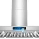 36 inch Island Range Hood Ceiling Mount 1200 CFM with 4-Speed Gesture Sensing & Touch Control, Ducted/Ductless Stainless Steel Kitchen Stove Vent Hoods with 4 LED Lights, Timer,Dishwasher-Safe Filters